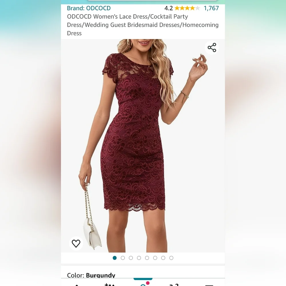 Women's Burgundy Lace Dress - Picture 1 of 10
